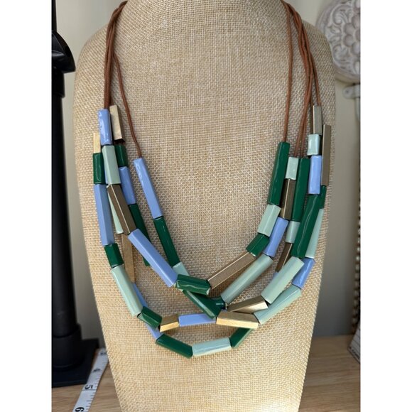 Kate Spade Saturday New York Beaded Confetti Statement Necklace W/ Leather Cord - Picture 2 of 16